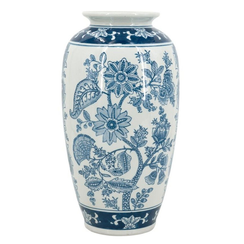 Ваза с синим цветочным орнаментом Blue & White Ornament Белый Синий Ваза с синим цветочным орнаментом Blue & White Ornament Белый Синий в Орле | Loft Concept