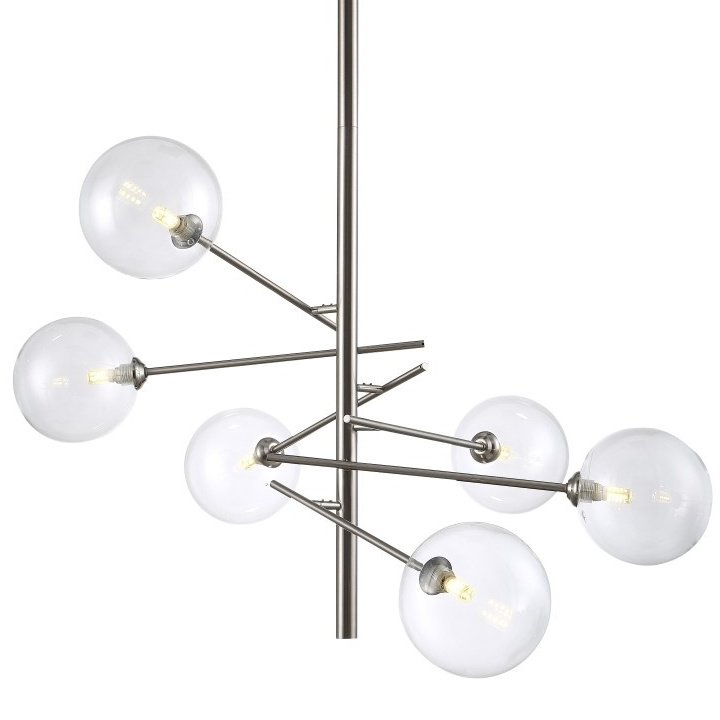 Люстра Gallotti & Radice Straight Nickel 6 Никель Прозрачное Стекло Люстра Gallotti & Radice Straight Nickel 6 Никель Прозрачное Стекло в Орле | Loft Concept