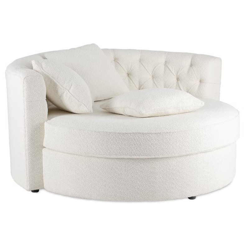 Кушетка круглая с обивкой из ткани букле Milky Boucle Chair Белая Молочный Кушетка круглая с обивкой из ткани букле Milky Boucle Chair Белая Молочный в Орле | Loft Concept