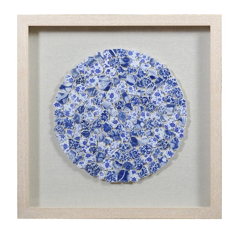 Панно Blue and White Mosaic circle Белый Синий Бежевый Панно Blue and White Mosaic circle Белый Синий Бежевый в Орле | Loft Concept