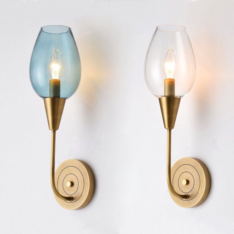 Бра VIOLA WALL Lamp Латунь Голубой пастельный Прозрачное Стекло Бра VIOLA WALL Lamp Латунь Голубой пастельный Прозрачное Стекло в Орле | Loft Concept