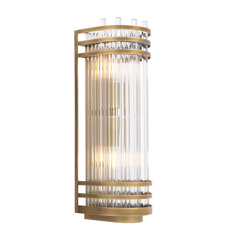 Бра Eichholtz Wall Lamp Gulf S Brass Латунь Античная полированная Прозрачный Бра Eichholtz Wall Lamp Gulf S Brass Латунь Античная полированная Прозрачный в Орле | Loft Concept