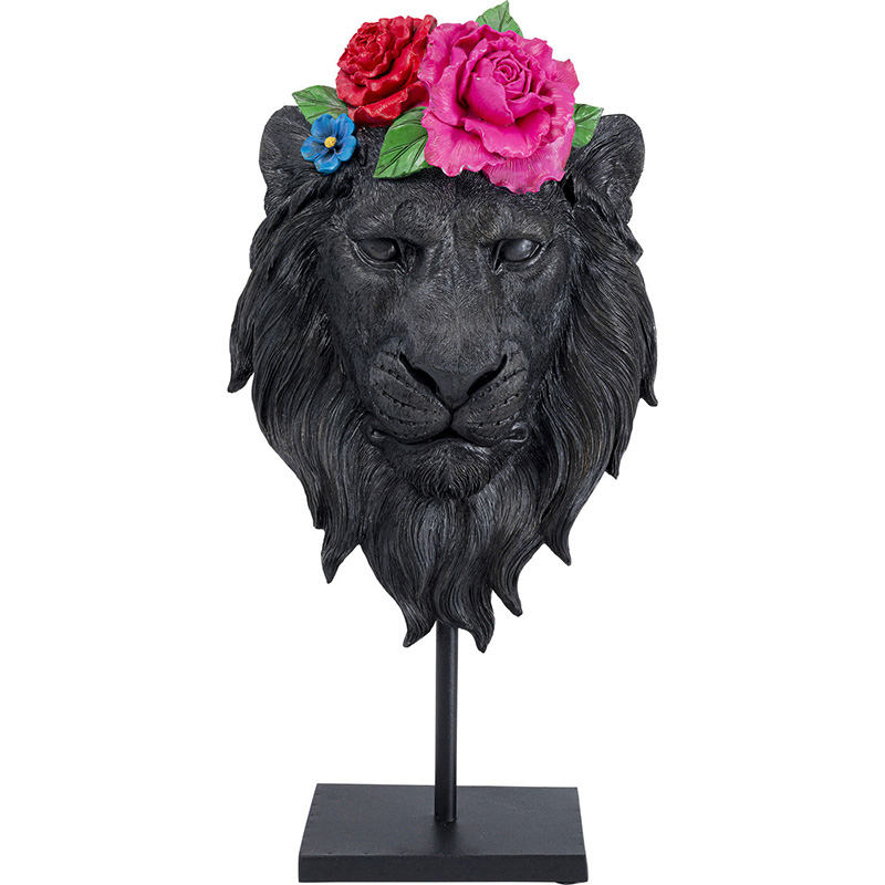 Статуэтка Lion and Flowers Черный Статуэтка Lion and Flowers Черный в Орле | Loft Concept