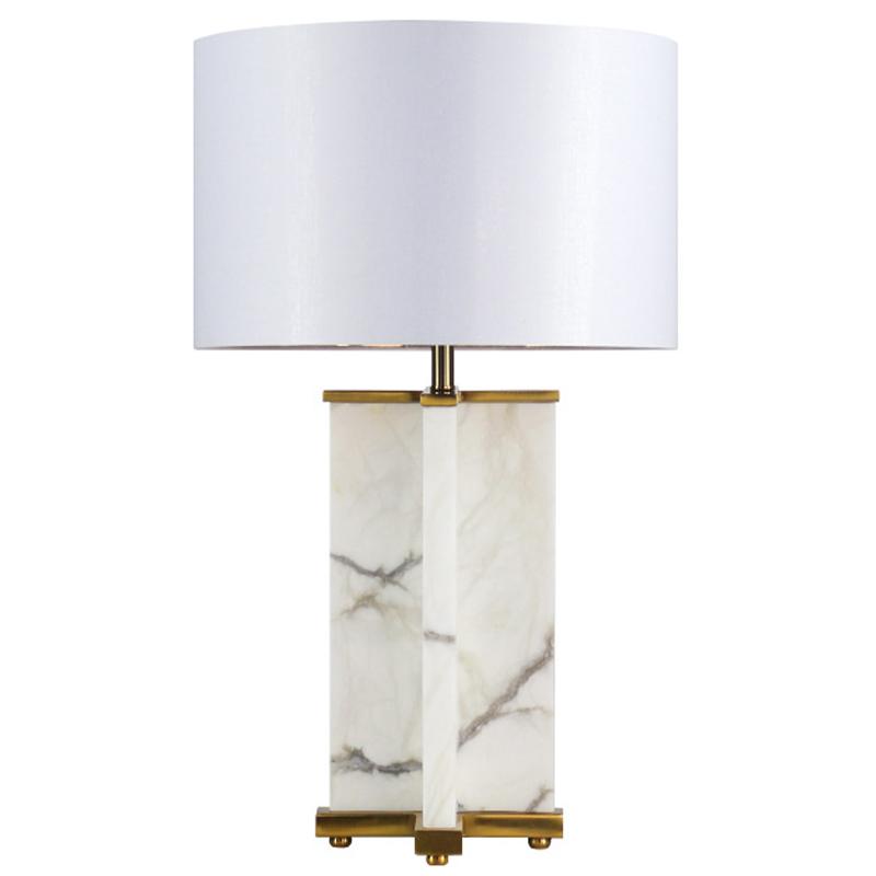 Настольная лампа Cecily Marble Table Lamp Белый Белый Мрамор Bianco Латунь в Орле | Loft Concept 