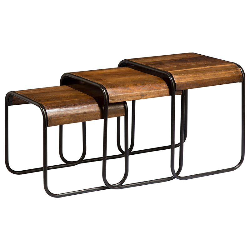 Комплект из 3-х приставных столов Sydney Side Tables Коричневый Черный Комплект из 3-х приставных столов Sydney Side Tables Коричневый Черный в Орле | Loft Concept