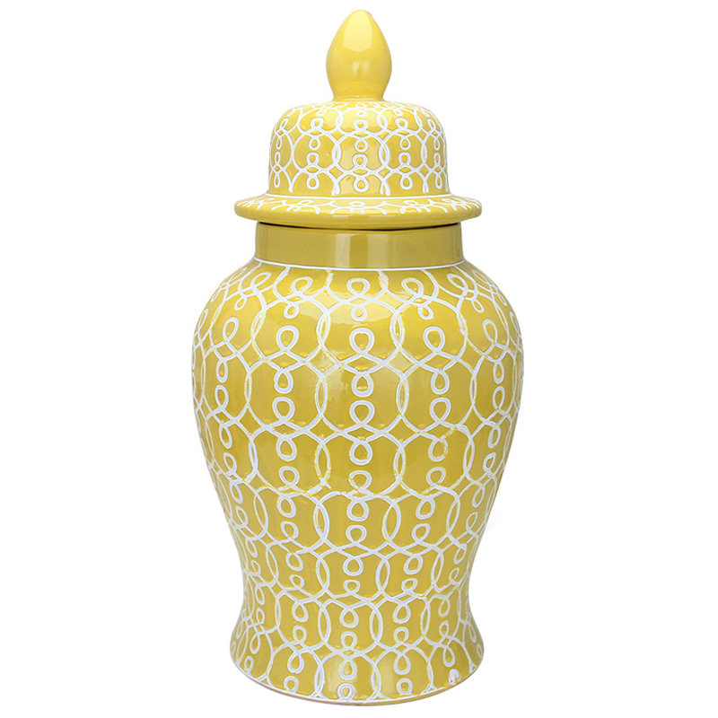 Ваза с крышкой Ceramic Yellow White Ornament Vase Желтый Белый Ваза с крышкой Ceramic Yellow White Ornament Vase Желтый Белый в Орле | Loft Concept