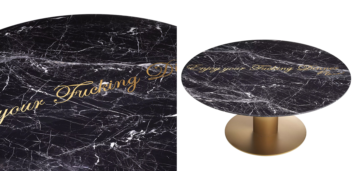 Круглый обеденный стол c чёрной мраморной столешницей Philipp Plein Dining Table Enjoy - фото №1