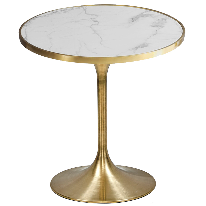Обеденный стол Lovisa Table Circle Белый Латунь сатинированная Обеденный стол Lovisa Table Circle Белый Латунь сатинированная в Орле | Loft Concept
