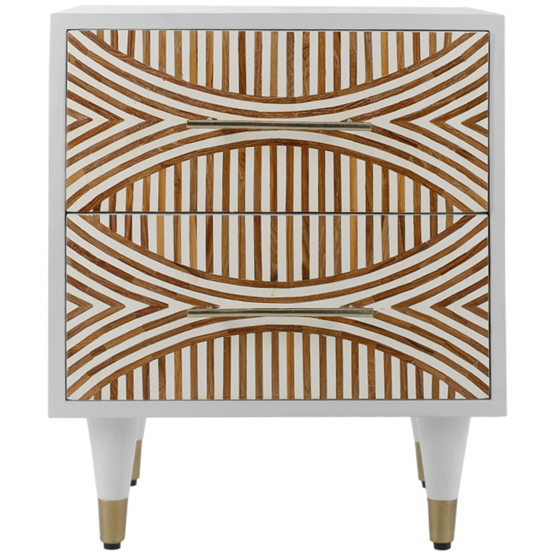 Тумба Arc Bedside Table Белый Коричневый Латунь в Орле | Loft Concept 