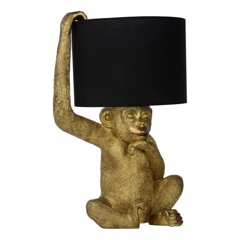 Настольная лампа с Золотой Обезьяной Monkey holding a lampshade Черный Золотой в Орле | Loft Concept 