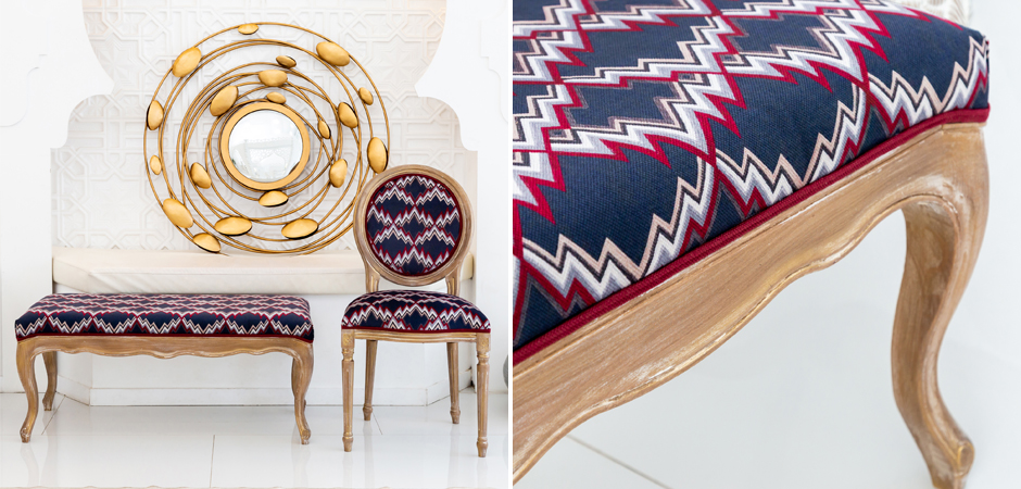 Банкетка Ikat Pattern с золотой патиной Банкетка Ikat Pattern с золотой патиной - Loft-Concept в Орле