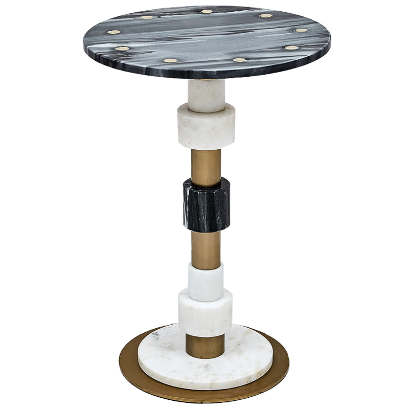 Приставной стол Aegina Side Table Черно-белый Белый Латунь Приставной стол Aegina Side Table Черно-белый Белый Латунь в Орле | Loft Concept