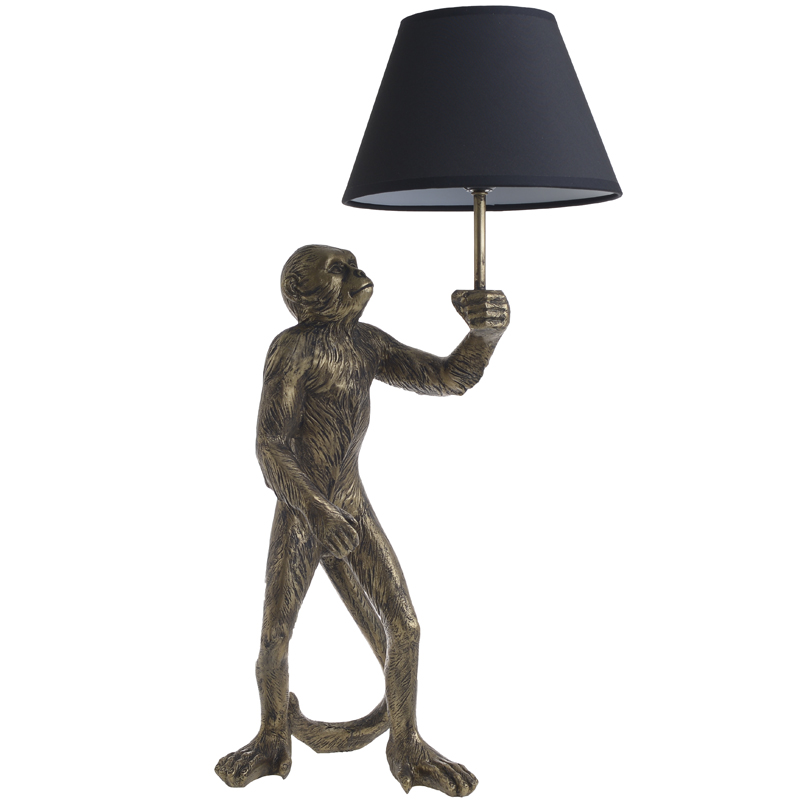 Настольная лампа Monkey with Black Lampshade Золотой Черный Настольная лампа Monkey with Black Lampshade Золотой Черный в Орле | Loft Concept