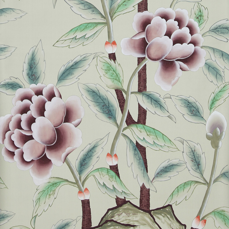 Обои ручная роспись Korean Peony Special Colourway on Icefield dyed silk Обои ручная роспись Korean Peony Special Colourway on Icefield dyed silk в Орле | Loft Concept