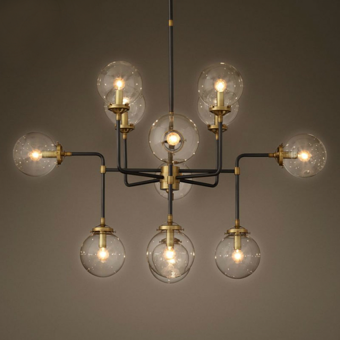 Люстра Bistro Globe Clear Glass Chandelier 12 Черный Люстра Bistro Globe Clear Glass Chandelier 12 Черный в Орле | Loft Concept