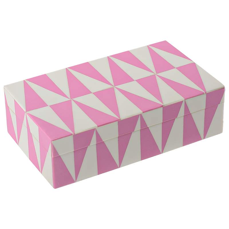 Шкатулка Pink Triangles Bone Inlay Box Розовый Белый Шкатулка Pink Triangles Bone Inlay Box Розовый Белый в Орле | Loft Concept