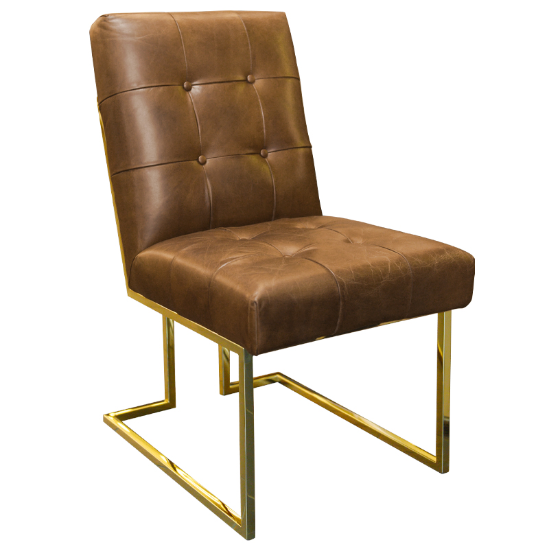 Кресло Alais Leather Armchair Коричневый Глянцевое золото Кресло Alais Leather Armchair Коричневый Глянцевое золото в Орле | Loft Concept