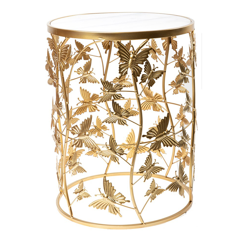 Приставной стол Gold Butterfly белый мрамор Золотой Белый Мрамор Bianco в Орле | Loft Concept 