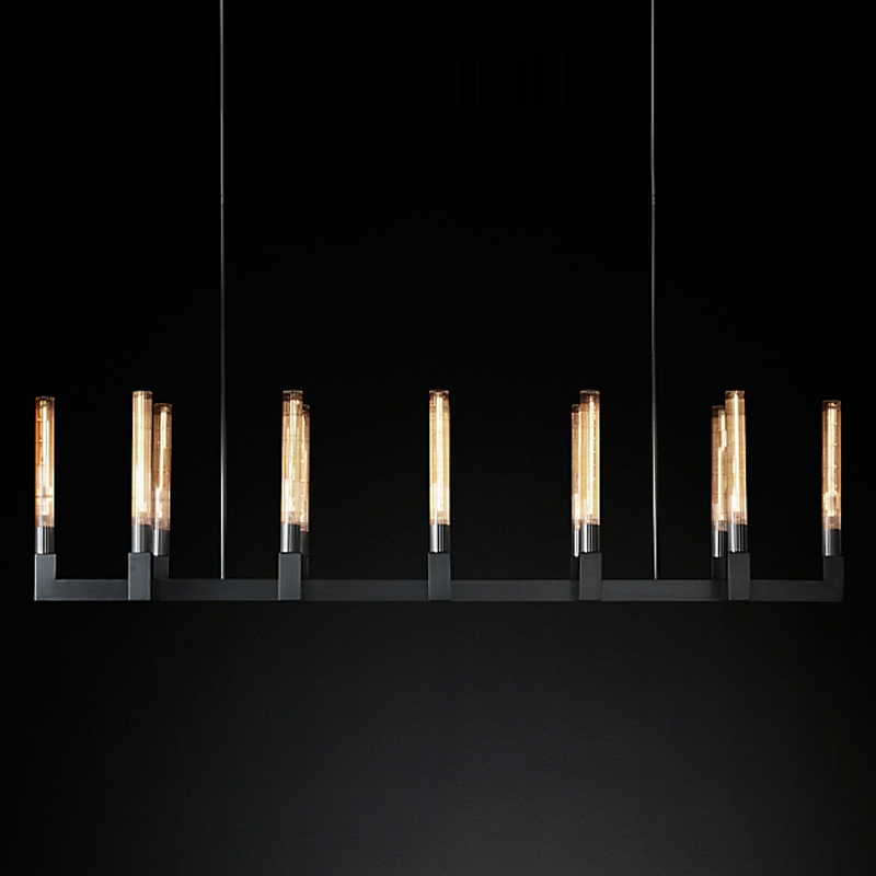 Люстра RH CANELLE Linear Chandelier 12 Modern Black Черный матовый Люстра RH CANELLE Linear Chandelier 12 Modern Black Черный матовый в Орле | Loft Concept