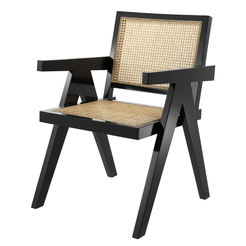 Стул Eichholtz Dining Chair Adagio Черный Бежевый Стул Eichholtz Dining Chair Adagio Черный Бежевый в Орле | Loft Concept