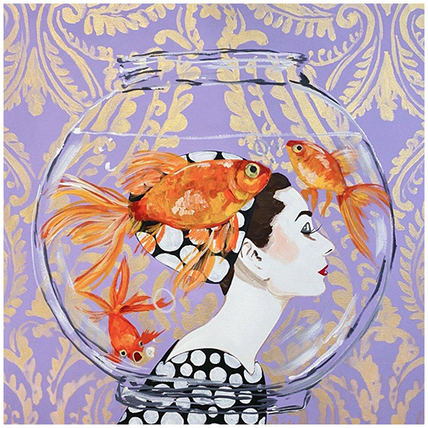 Картина Audrey Fishbowl on Lavender Damask Background Мульти Картина Audrey Fishbowl on Lavender Damask Background Мульти в Орле | Loft Concept