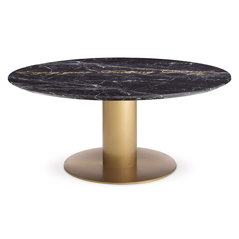 Круглый обеденный стол c чёрной мраморной столешницей Philipp Plein Dining Table Enjoy Черный Мрамор Nero Золотой Круглый обеденный стол c чёрной мраморной столешницей Philipp Plein Dining Table Enjoy Черный Мрамор Nero Золотой в Орле | Loft Concept