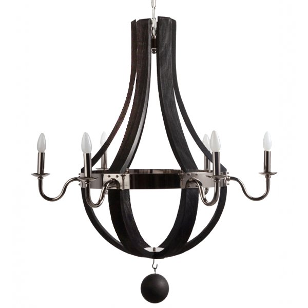 Люстра RH Wine Barrel chandelier Polished nickel Черный в Орле | Loft Concept 