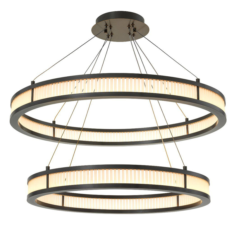 Люстра Eichholtz Chandelier Damien Double Bronze Темная бронза Белое матовое стекло Люстра Eichholtz Chandelier Damien Double Bronze Темная бронза Белое матовое стекло в Орле | Loft Concept