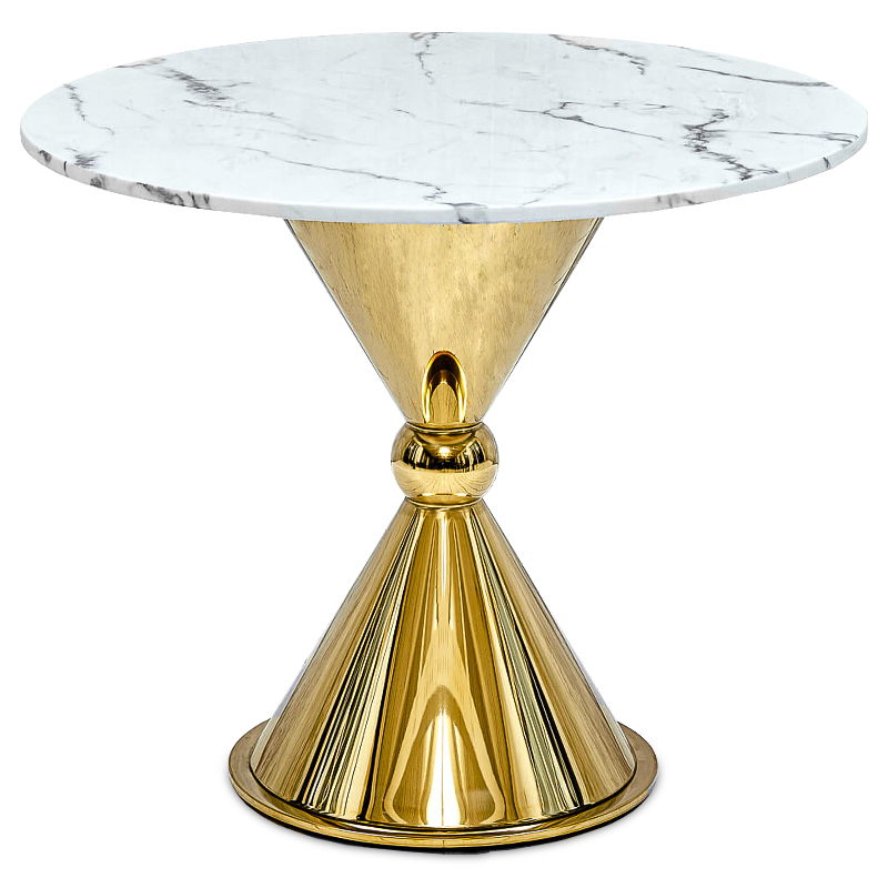 Обеденный стол Furness Dining Table Глянцевое золото Белый Мрамор Bianco Обеденный стол Furness Dining Table Глянцевое золото Белый Мрамор Bianco в Орле | Loft Concept