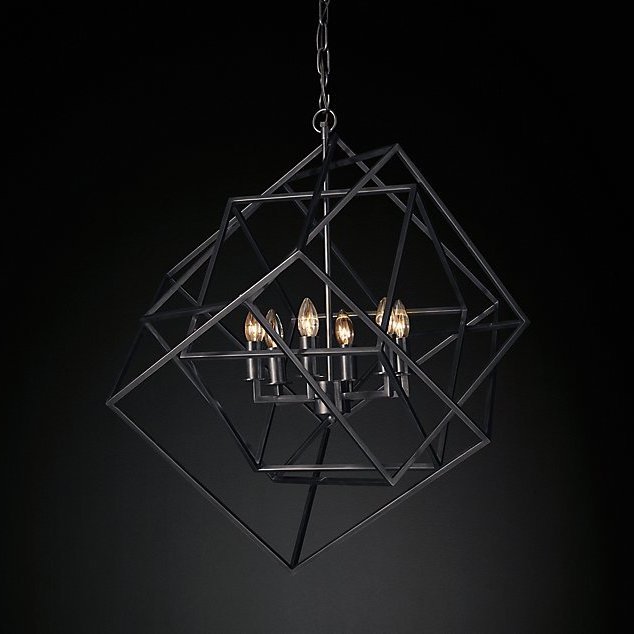 Люстра RH Caged Cubist Pendant black Черный Люстра RH Caged Cubist Pendant black Черный в Орле | Loft Concept