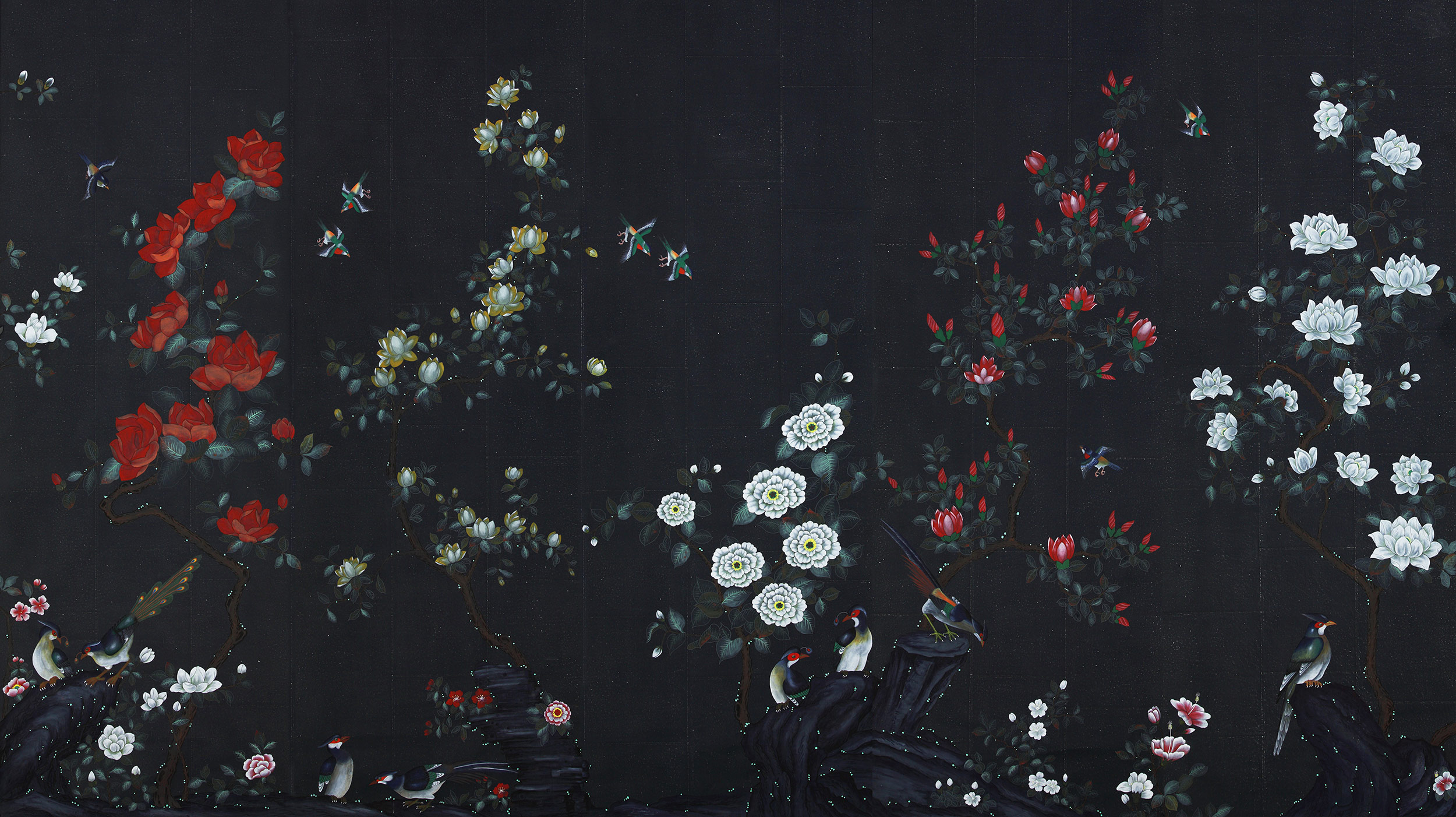 Обои шинуазри Japanese Garden Original colourway on Pitch India tea paper Обои шинуазри Japanese Garden Original colourway on Pitch India tea paper - постер Loft-Concept в Орле
