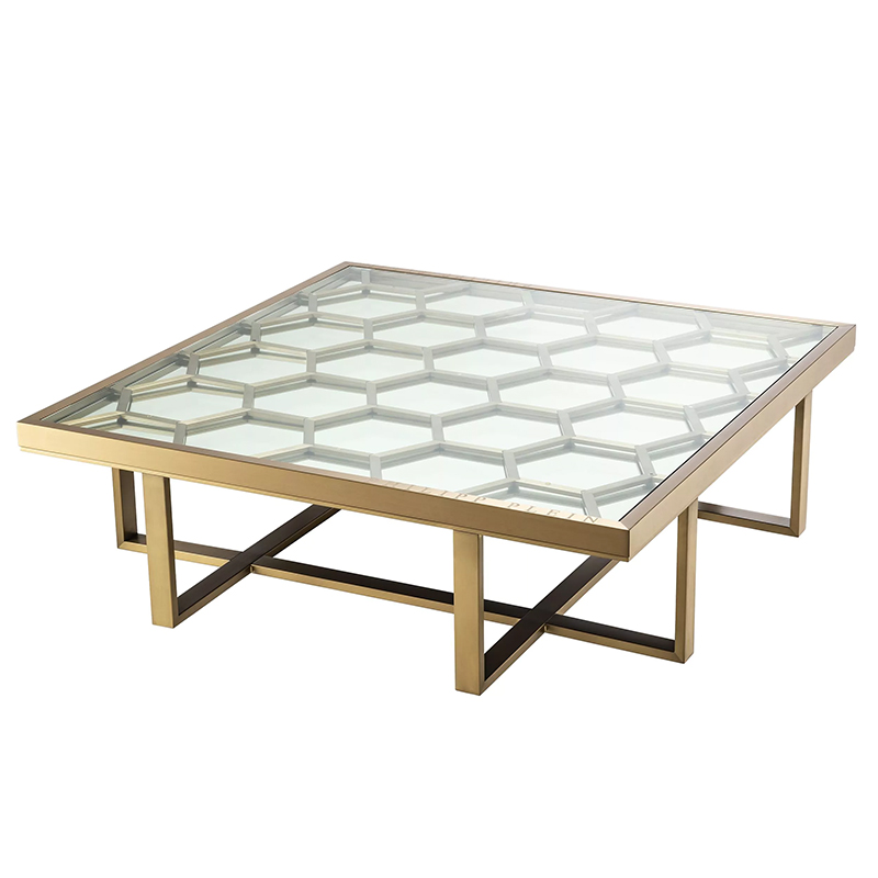 Кофейный стол Philipp Plein Coffee Table Skeleton Золотой Прозрачное Стекло в Орле | Loft Concept 