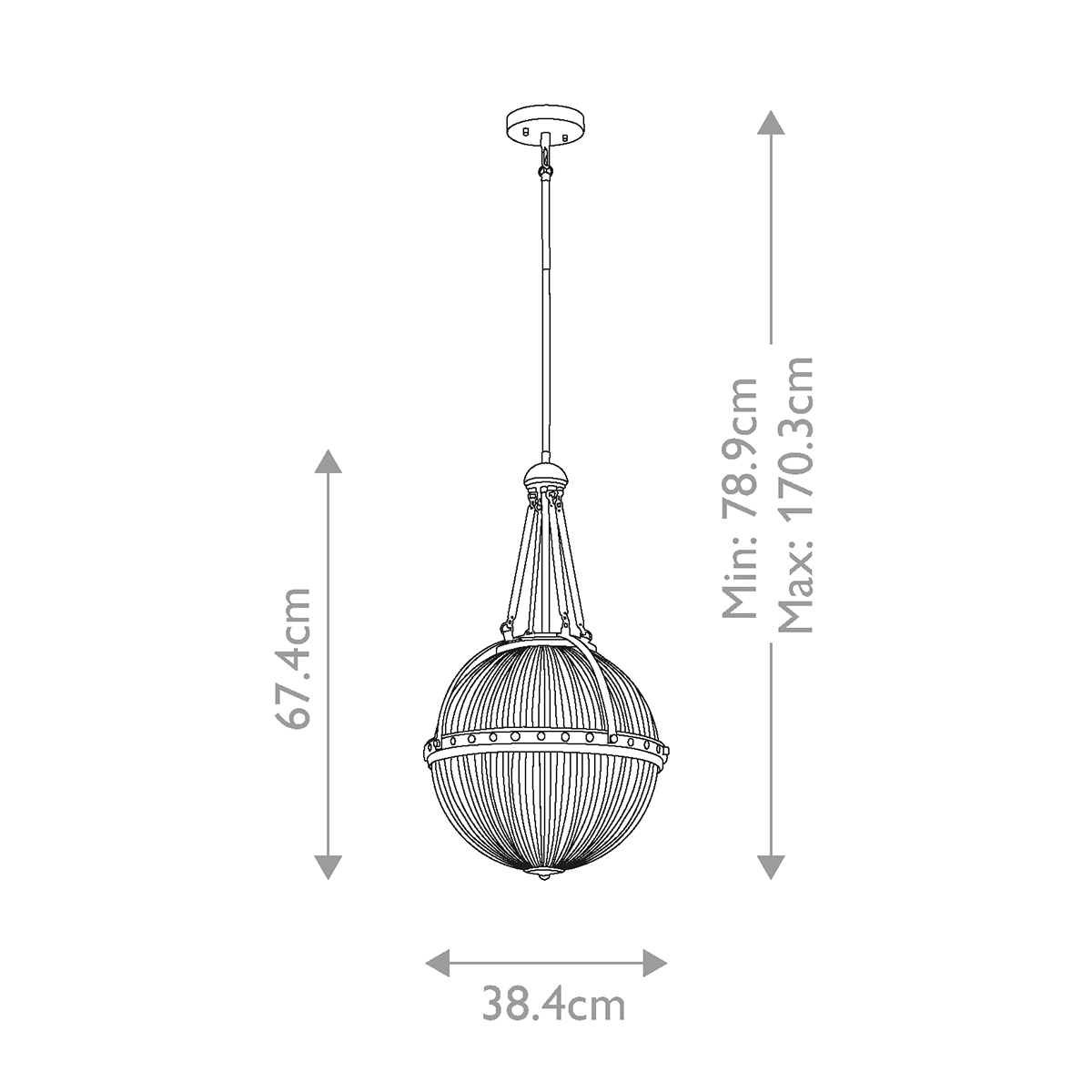 Подвесной светильник с рифленым стеклянным плафоном в форме шара Kichler в Орле