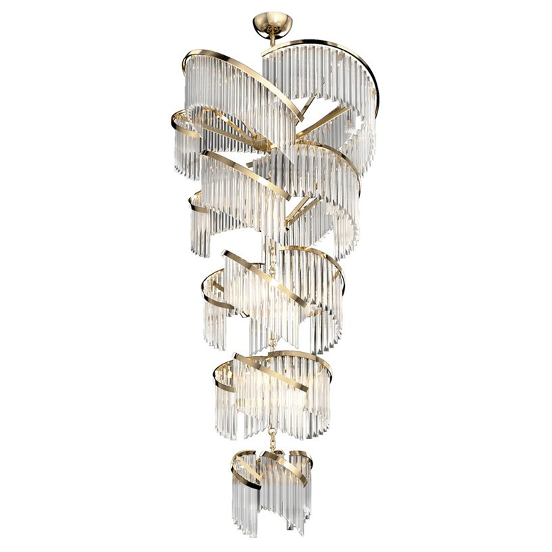 Большая Многоярусная Люстра для Высокого потолка Odeon Large Tiered Chandelier Золотой Прозрачное Стекло Большая Многоярусная Люстра для Высокого потолка Odeon Large Tiered Chandelier Золотой Прозрачное Стекло в Орле | Loft Concept
