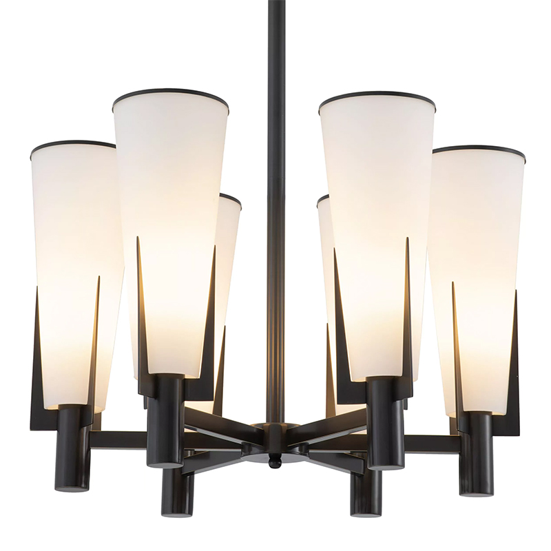 Люстра Eichholtz Chandelier Dino Bronze Белое матовое стекло Черный Темная бронза Люстра Eichholtz Chandelier Dino Bronze Белое матовое стекло Черный Темная бронза в Орле | Loft Concept