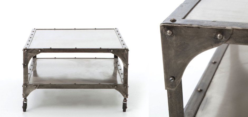 Кофейный стол Industrial Steampunk Nickel Coffee Table Кофейный стол Industrial Steampunk Nickel Coffee Table - Loft-Concept в Орле
