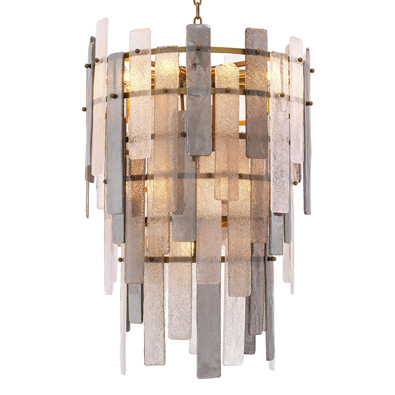 Люстра Eichholtz Chandelier Greyson Стекло Смок Прозрачное Стекло Латунь в Орле | Loft Concept 