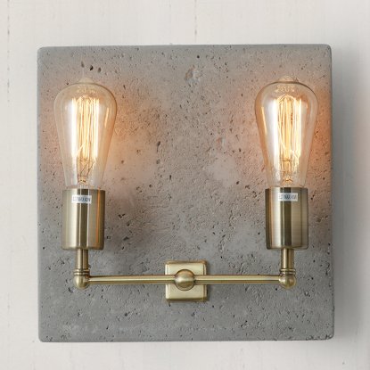 Бра Concrete SocKet Double Bra Латунь Античная полированная Серый бетон Бра Concrete SocKet Double Bra Латунь Античная полированная Серый бетон в Орле | Loft Concept