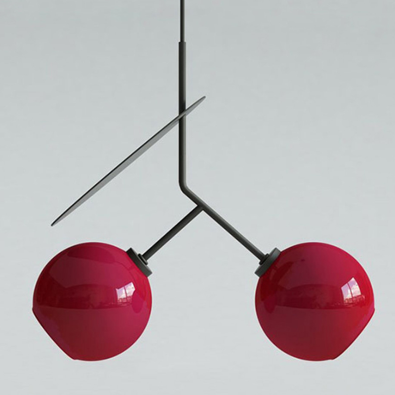 Подвесной светильник Cherry Pendant Double Red Красный Черный Подвесной светильник Cherry Pendant Double Red Красный Черный в Орле | Loft Concept