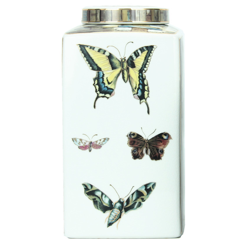 Ваза с крышкой Ceramic Flowers and Butterflies Vase Белый Мульти Ваза с крышкой Ceramic Flowers and Butterflies Vase Белый Мульти в Орле | Loft Concept