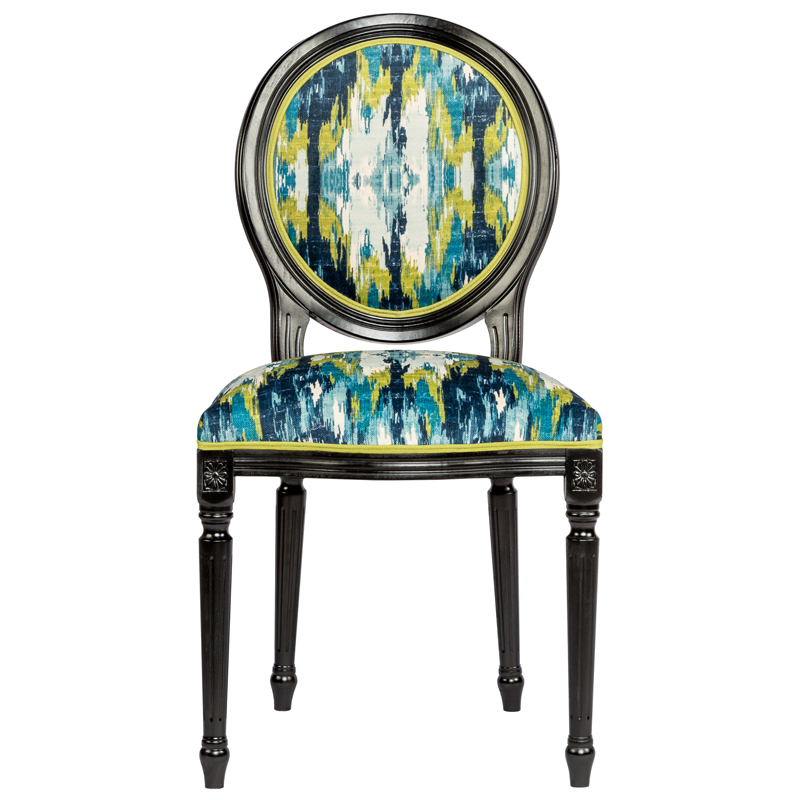 Мягкий стул с сине-зеленым узором Ikat Pattern Черный Мульти Мягкий стул с сине-зеленым узором Ikat Pattern Черный Мульти в Орле | Loft Concept