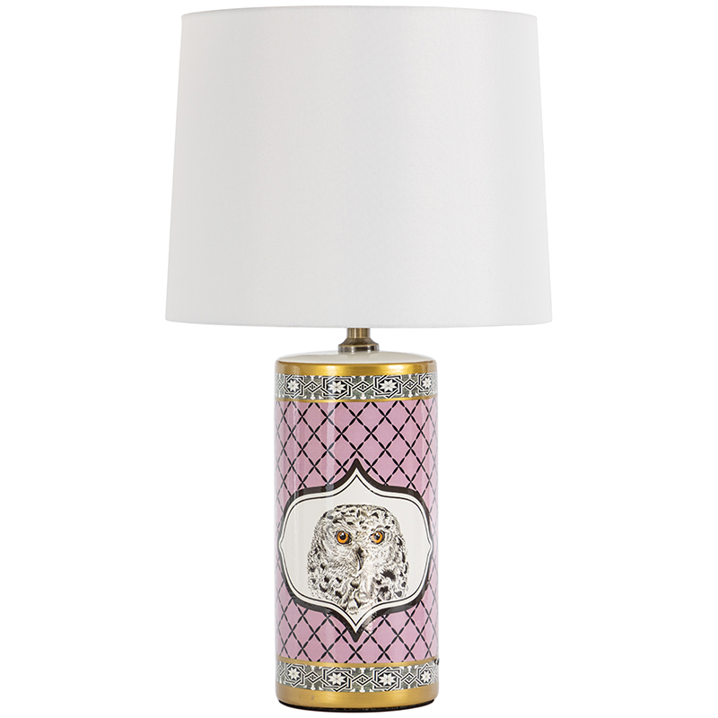 Настольная лампа Owl Collection Pink Lampshade Белый Розовый Черно-белый Золотой Настольная лампа Owl Collection Pink Lampshade Белый Розовый Черно-белый Золотой в Орле | Loft Concept