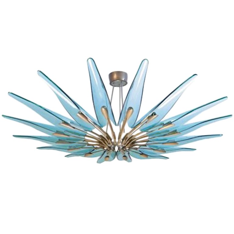 Люстра Large Chandelier Max Ingrand Fontana Arte Золотой Синий Люстра Large Chandelier Max Ingrand Fontana Arte Золотой Синий в Орле | Loft Concept