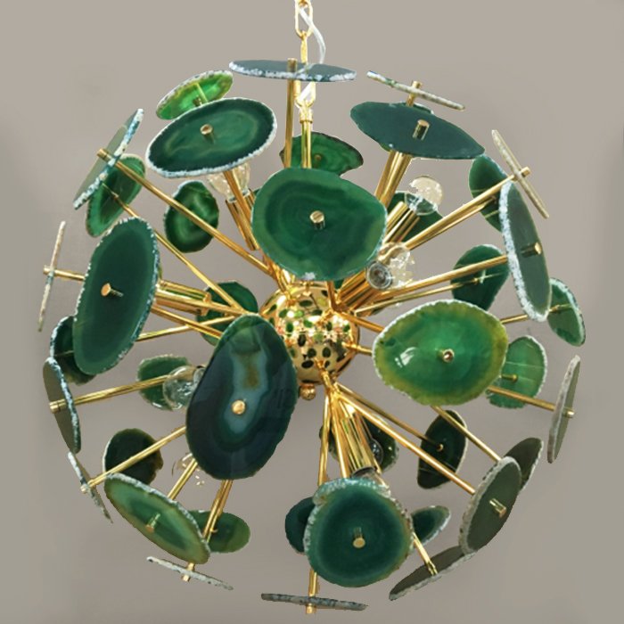 Люстра Agate Burst Chandelier Green Зеленый Золотой Люстра Agate Burst Chandelier Green Зеленый Золотой в Орле | Loft Concept