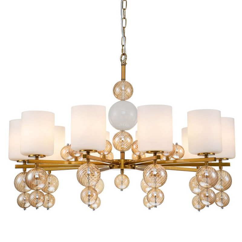 Люстра Blown Glass Balloons Chandelier 10 Латунь Белый Янтарный Люстра Blown Glass Balloons Chandelier 10 Латунь Белый Янтарный в Орле | Loft Concept