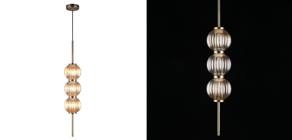 Подвесной светильник Shell Beads с янтарным стеклом Подвесной светильник Shell Beads с янтарным стеклом - Loft-Concept в Орле