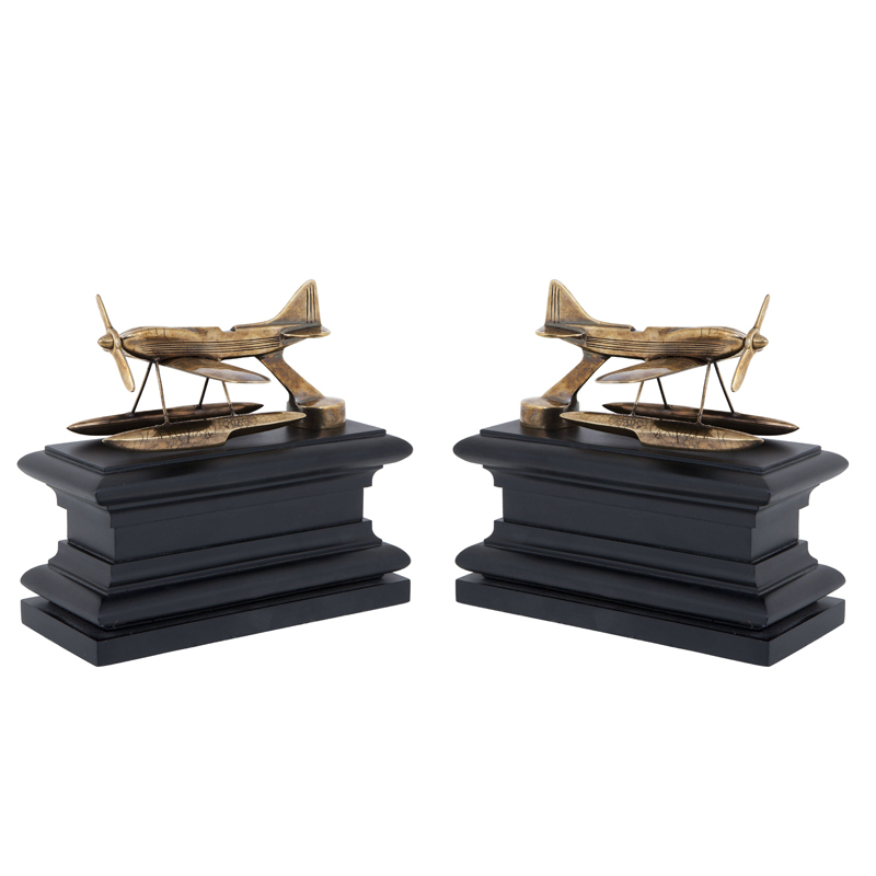 Держатель для книг Eichholtz Bookend Hydroplane set of 2 brass Латунь Античная полированная Черный Держатель для книг Eichholtz Bookend Hydroplane set of 2 brass Латунь Античная полированная Черный в Орле | Loft Concept