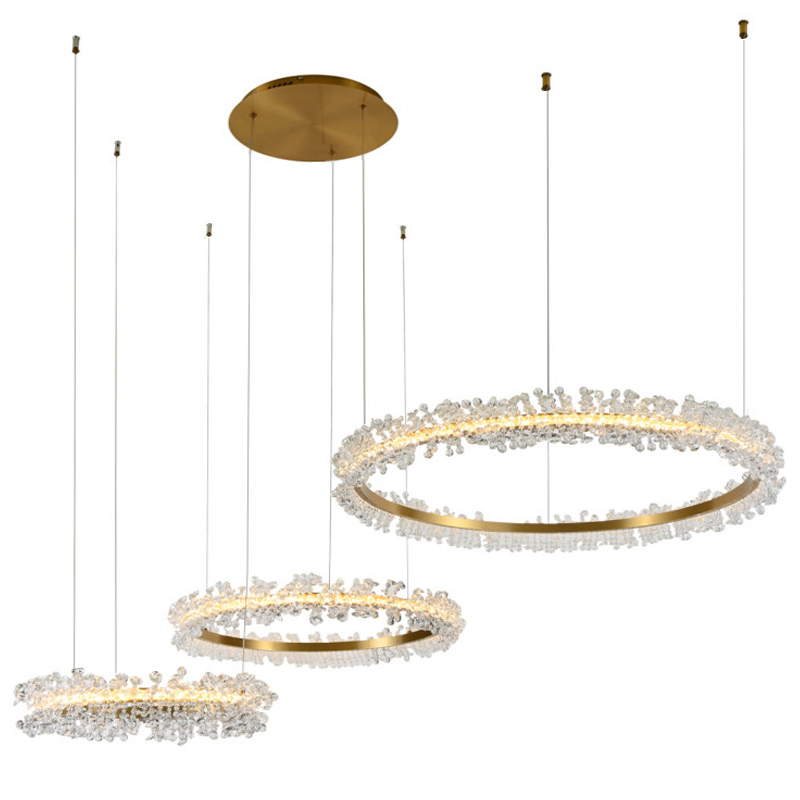 Люстра Crystal round chandelier 3 кольца Латунь Прозрачный Латунь Люстра Crystal round chandelier 3 кольца Латунь Прозрачный Латунь в Орле | Loft Concept