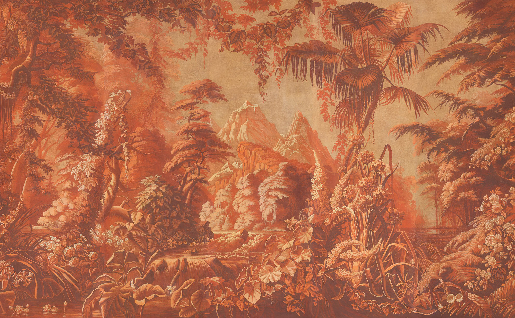 Обои ручная роспись L'Eden Coral Monochromatic on antique scenic Xuan paper Обои ручная роспись L'Eden Coral Monochromatic on antique scenic Xuan paper - постер Loft-Concept в Орле