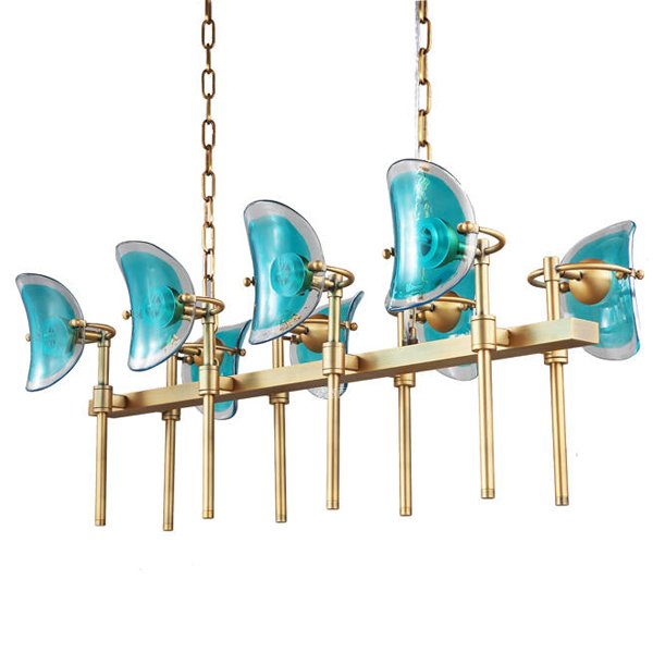 Люстра Lily Turquoise Glass rectangle Золотой Бирюзовый Люстра Lily Turquoise Glass rectangle Золотой Бирюзовый в Орле | Loft Concept